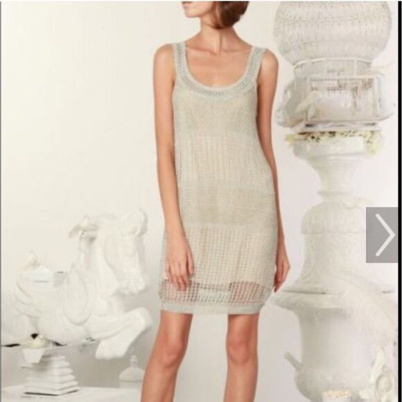 NWT Alice & Olivia Chambray Silver Metallic Tank Dress Size Small - Picture 1 of 7